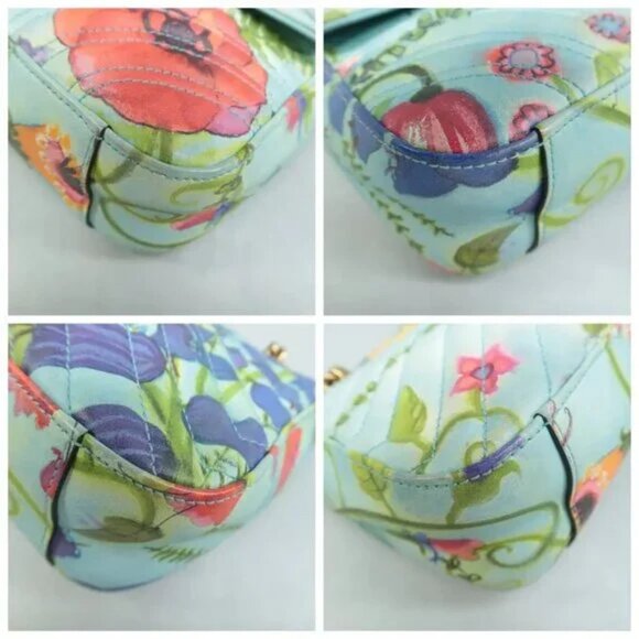 100% Authentic GUCCI GG Marmont Flap Blue Unskilled Worker Leather Shoulder Bag - Picture 6 of 12